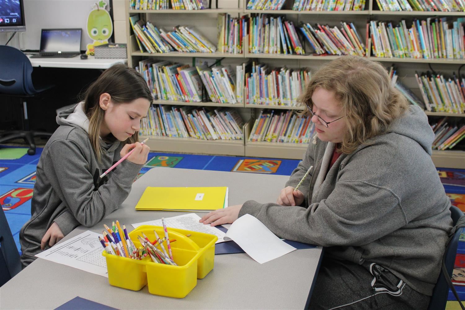 students reading together