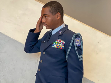  Fort Hayes cadet performing a salute