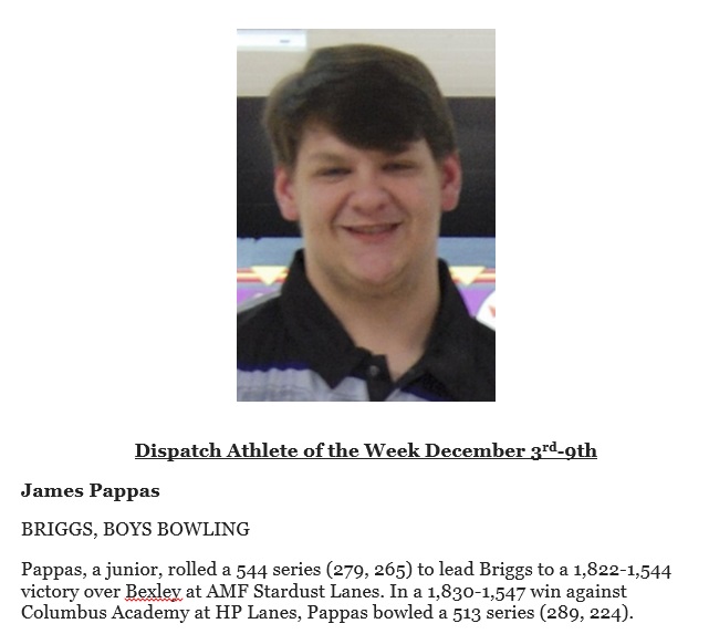 Jr. James Pappas Dispatch Athlete of the week 