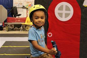boy wearing helmet